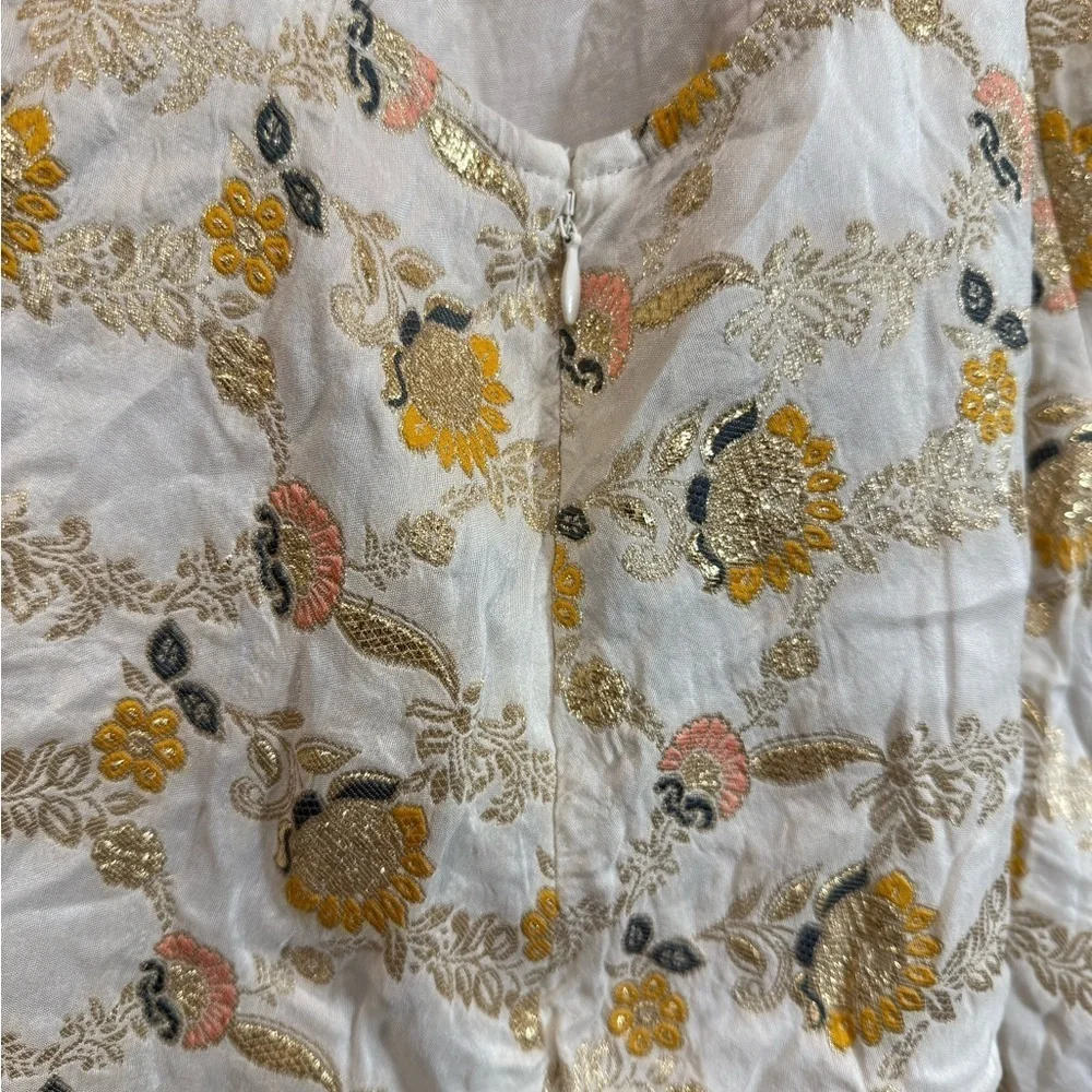 FREE PEOPLE CHIARA PLAYSUIT FLORAL EMBROIDERY PINK , CREAM AND GOLD ROMPER
